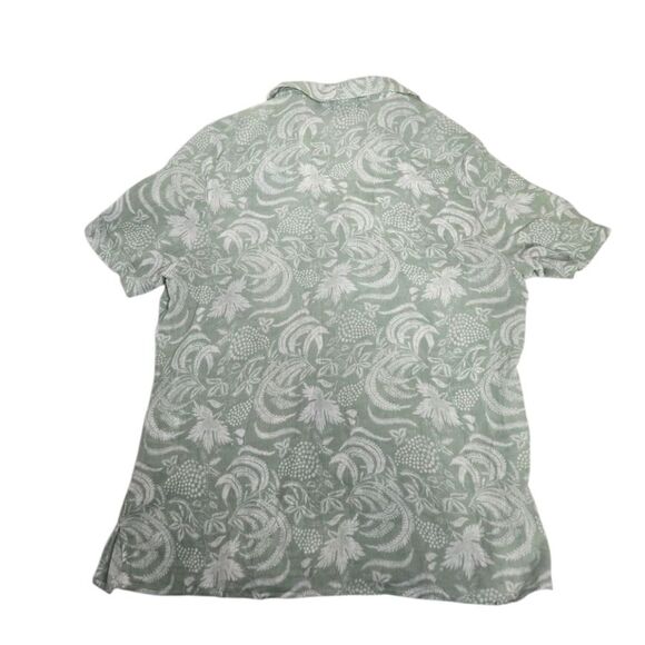 ISLE green and white tropical short sleeve button up beach shirt L - Picture 3 of 9
